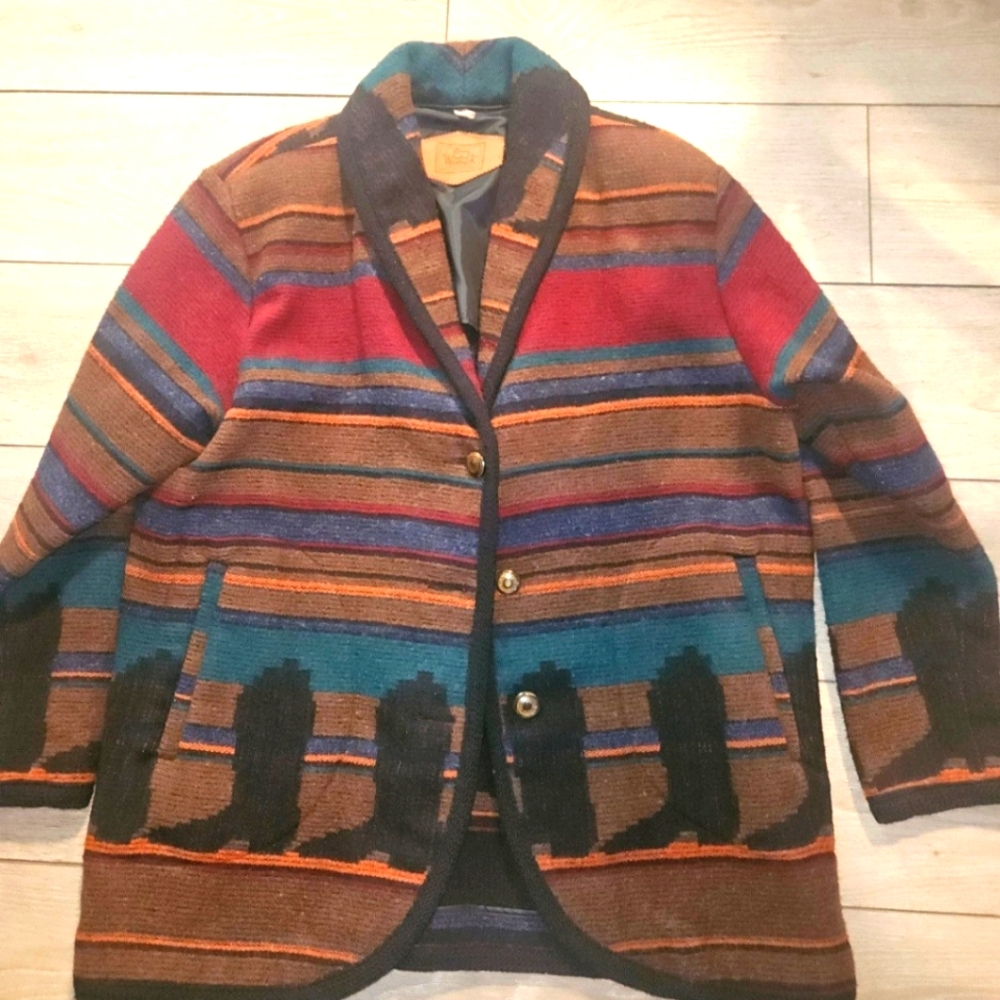 Vintage Woolrich Southwestern boots multicolor blanket jacket